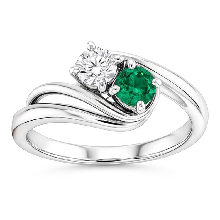 Bague Diamant Naturels Extraits des Mines ( et non cultivés en laboratoire ) Rond Sertissage Émeraude Verte 1.50 Carat