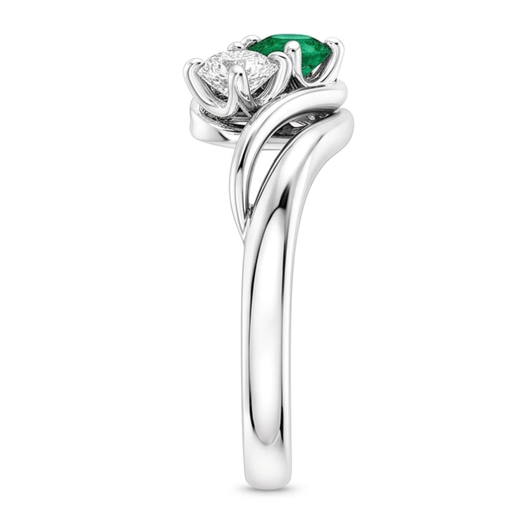 Bague Diamant Naturels Extraits des Mines ( et non cultivés en laboratoire ) Rond Sertissage Émeraude Verte 1.50 Carat