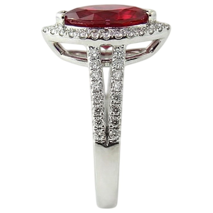 Bague Diamant Naturels Extraits des Mines ( et non cultivés en laboratoire ) Rouge & Rubis Forme Marquise 4.50 Carats Bijoux Or Blanc