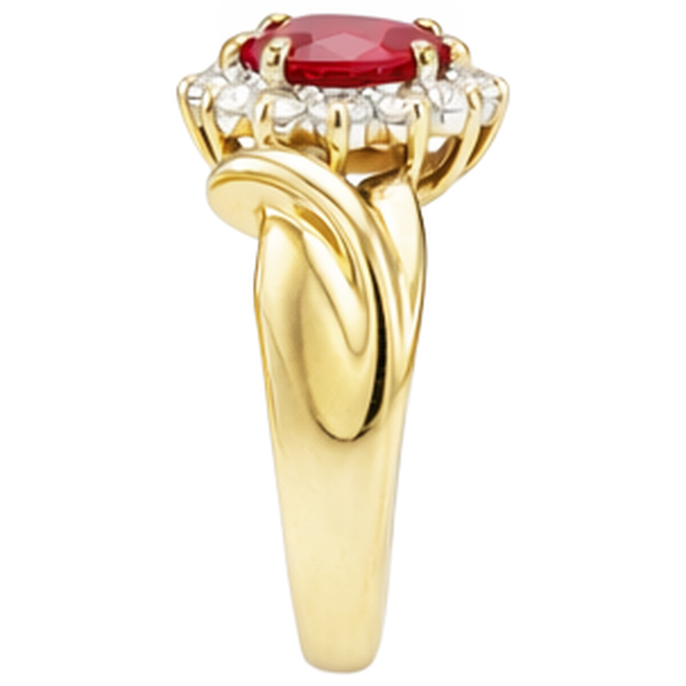 Bague Diamant Naturels Extraits des Mines ( et non cultivés en laboratoire ) Rubis Rouge En Forme De Coeur 2.15 Carats Or Jaune 14K
