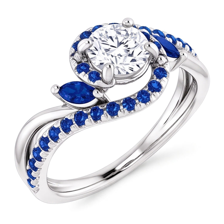 Bague Diamant Naturels Extraits des Mines ( et non cultivés en laboratoire ) Saphir Bleu 1.65 Carat