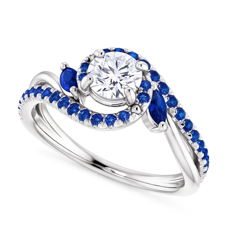 Bague Diamant Naturels Extraits des Mines ( et non cultivés en laboratoire ) Saphir Bleu 1.65 Carat