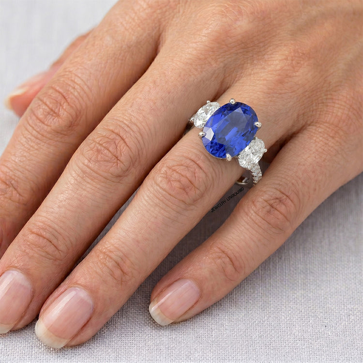 Bague Diamant Naturels Extraits des Mines ( et non cultivés en laboratoire ) Saphir Ovale 10 Carats