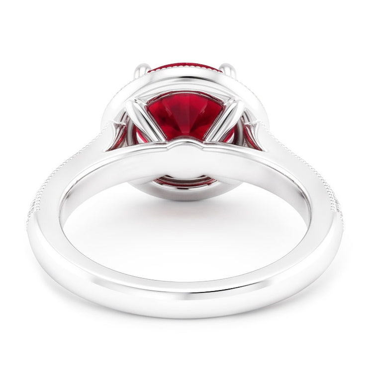 Bague Diamant Naturels Extraits des Mines ( et non cultivés en laboratoire ) Saphir Rouge Taille Ronde Bijoux Or Blanc 1.5 Carats