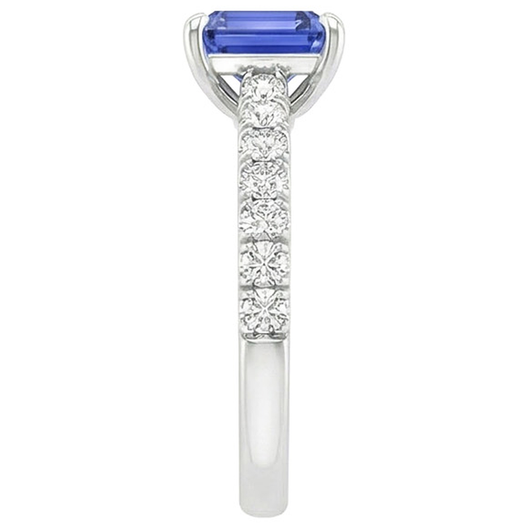 Bague Diamant Naturels Extraits des Mines ( et non cultivés en laboratoire ) Sertissage Pavé Émeraude Saphir De Ceylan 4.25 Carats