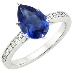 Bague Diamant Naturels Extraits des Mines ( et non cultivés en laboratoire ) Solitaire Poire Saphir Ceylan Avec Accents 7.25 Carats