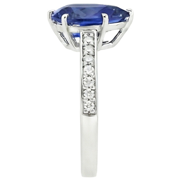 Bague Diamant Naturels Extraits des Mines ( et non cultivés en laboratoire ) Solitaire Poire Saphir Ceylan Avec Accents 7.25 Carats