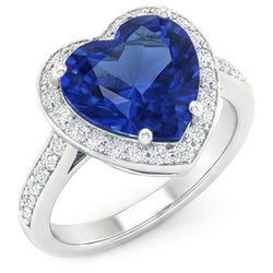 Bague Diamant Naturels Extraits des Mines ( et non cultivés en laboratoire ) Sri Lanka Saphir Bleu Or Blanc 4.5 Ct