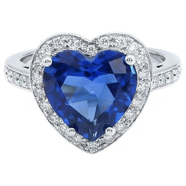 Bague Diamant Naturels Extraits des Mines ( et non cultivés en laboratoire ) Sri Lanka Saphir Bleu Or Blanc 4.5 Ct
