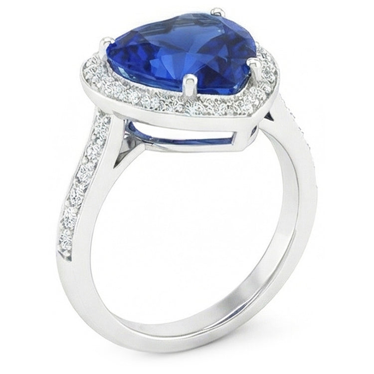 Bague Diamant Naturels Extraits des Mines ( et non cultivés en laboratoire ) Sri Lanka Saphir Bleu Or Blanc 4.5 Ct