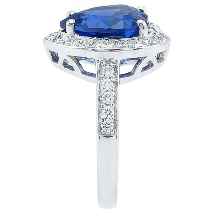 Bague Diamant Naturels Extraits des Mines ( et non cultivés en laboratoire ) Sri Lanka Saphir Bleu Or Blanc 4.5 Ct