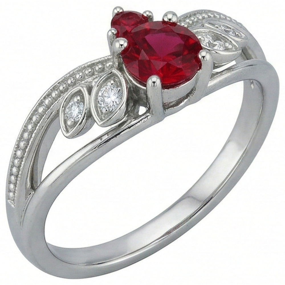 naturel round diamant 1carats bague avec accents diamants