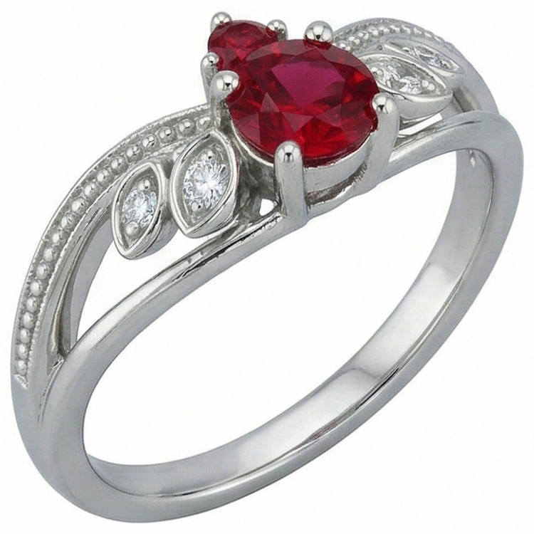 naturel round diamant 1carats bague avec accents diamants