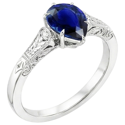 Bague Diamant Naturels Extraits des Mines ( et non cultivés en laboratoire ) Trois Pierres Style Antique Taille Poire 3.25 Carats