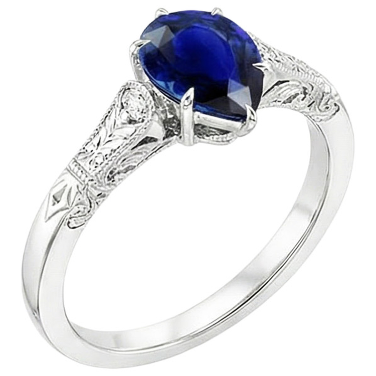 Bague Diamant Naturels Extraits des Mines ( et non cultivés en laboratoire ) Trois Pierres Style Antique Taille Poire 3.25 Carats