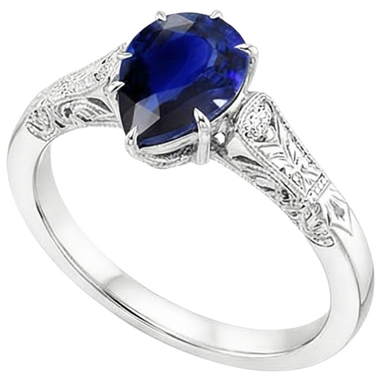 Bague Diamant Naturels Extraits des Mines ( et non cultivés en laboratoire ) Trois Pierres Style Antique Taille Poire 3.25 Carats