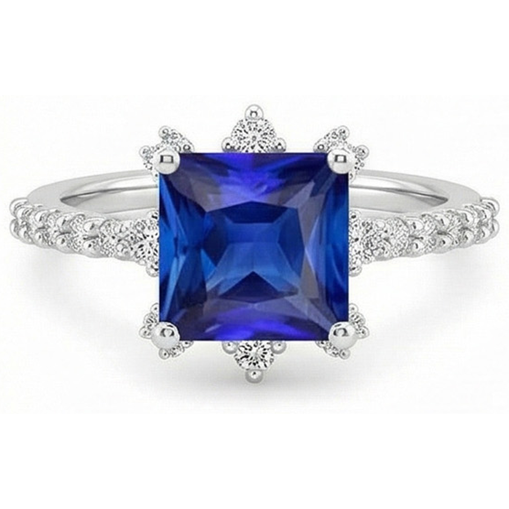 naturel diamant 6.25carats bague avec accents diamants