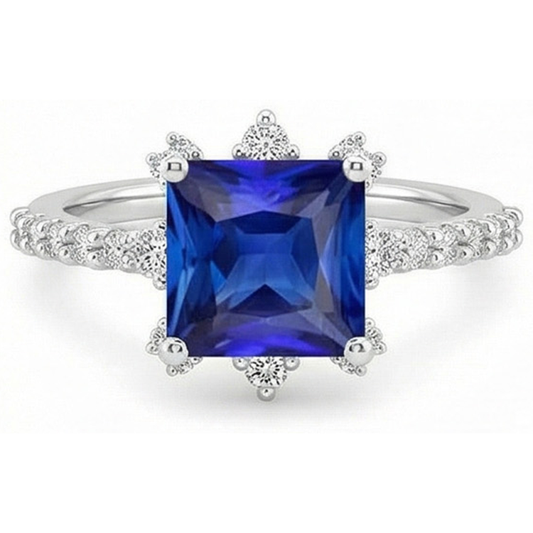 naturel diamant 6.25carats bague avec accents diamants