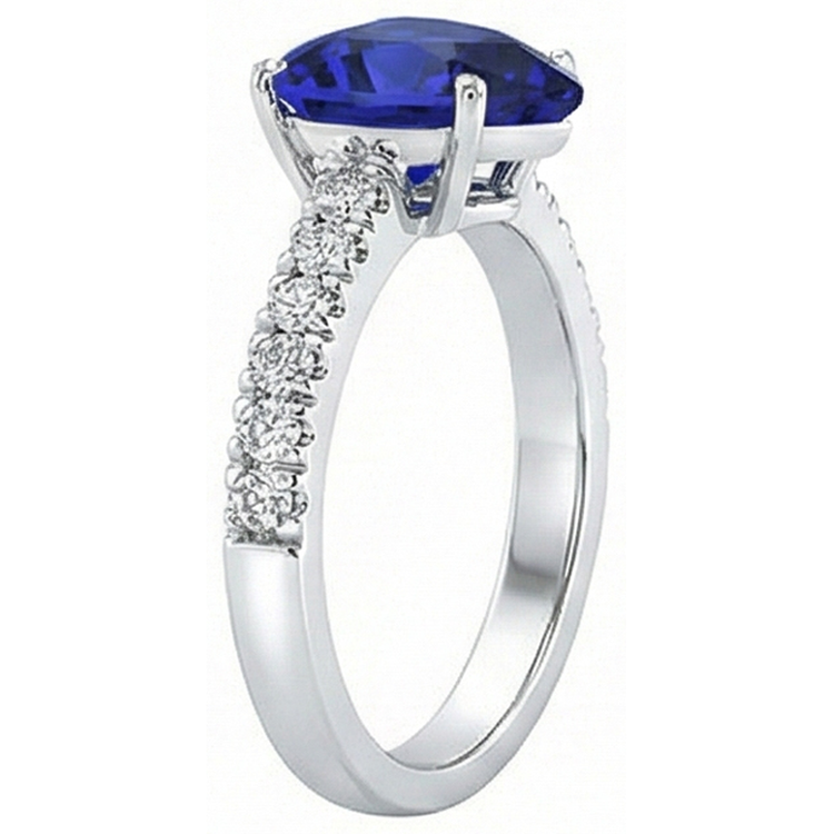 Bague Diamant Or Forme Coeur Saphir Bleu Pierre 5 Carats