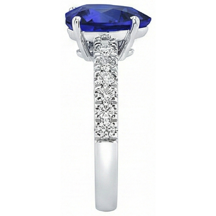 Bague Diamant Or Forme Coeur Saphir Bleu Pierre 5 Carats