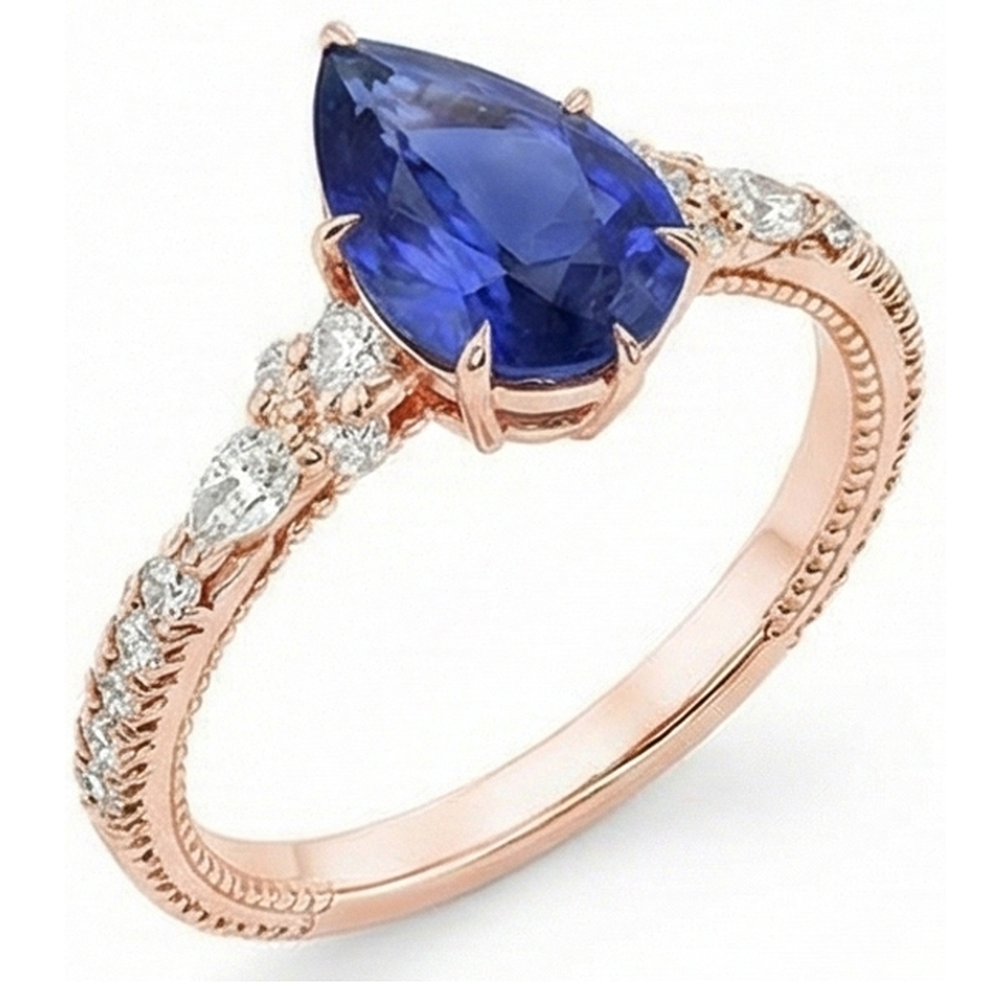 naturel pear diamant 5.50carats bague angle de côté