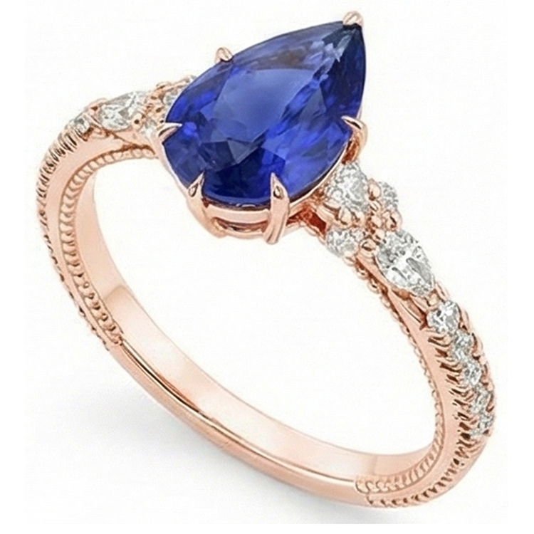 naturel pear diamant 5.50carats bague vue de dessus