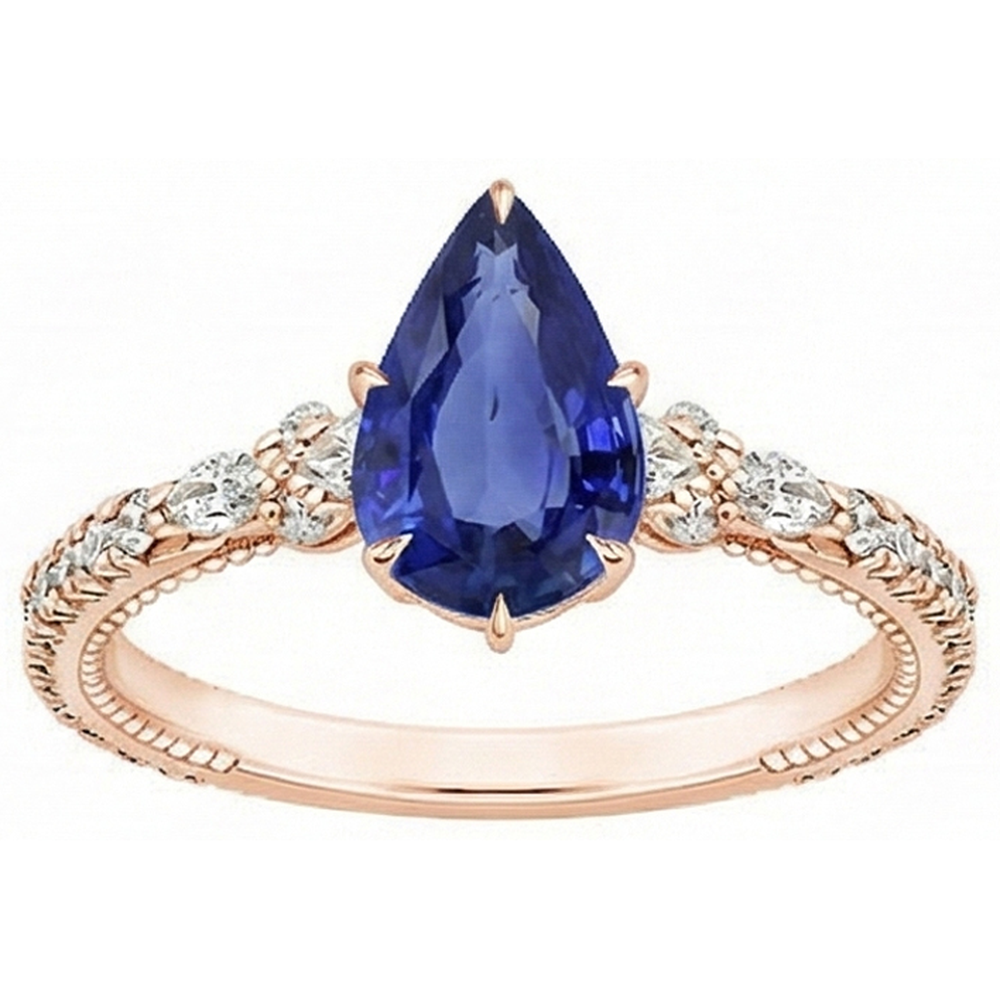 naturel pear diamant 5.50carats bague vue de profil
