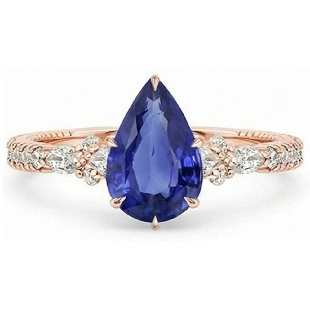 naturel pear diamant 5.50carats bague détail rapproché