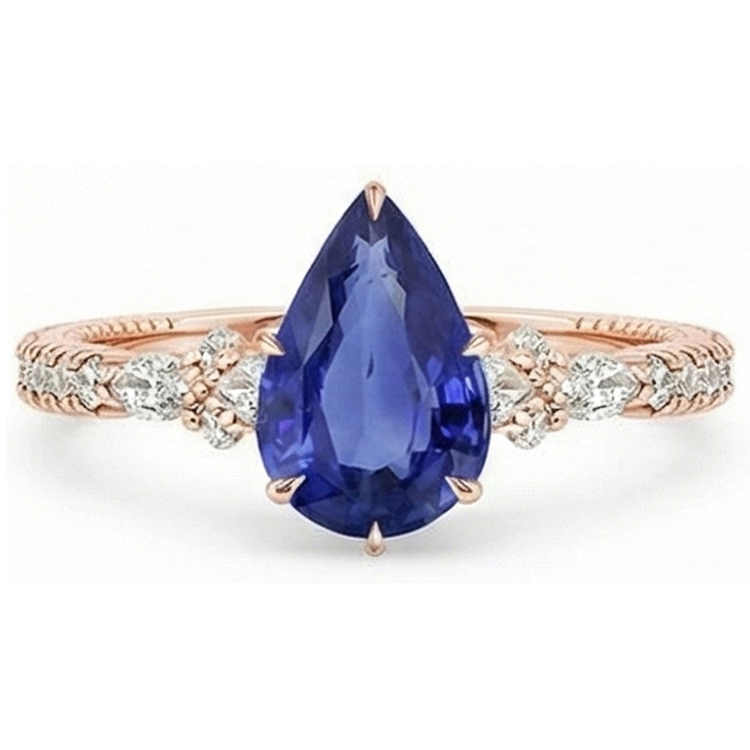 naturel pear diamant 5.50carats bague détail rapproché