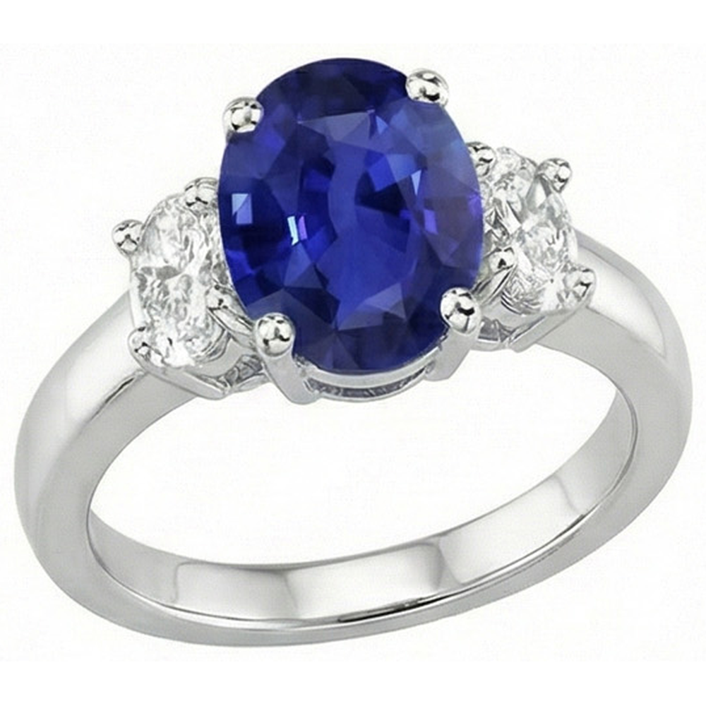 naturel oval diamant 5carats bague sur blanc