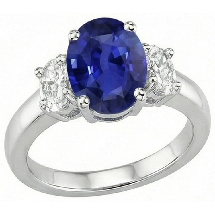 naturel oval diamant 5carats bague sur blanc