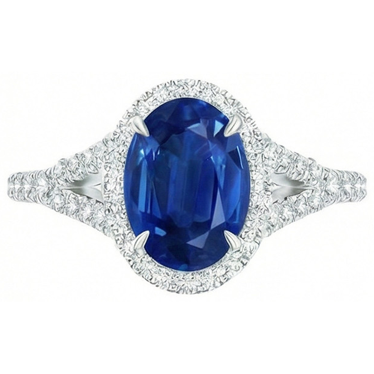 naturel oval diamant 2.50carats bague angle de côté