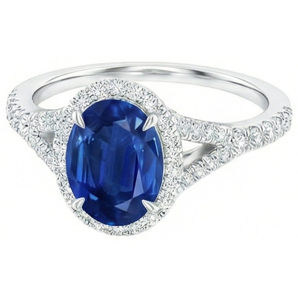 naturel oval diamant 2.50carats bague vue de dessus