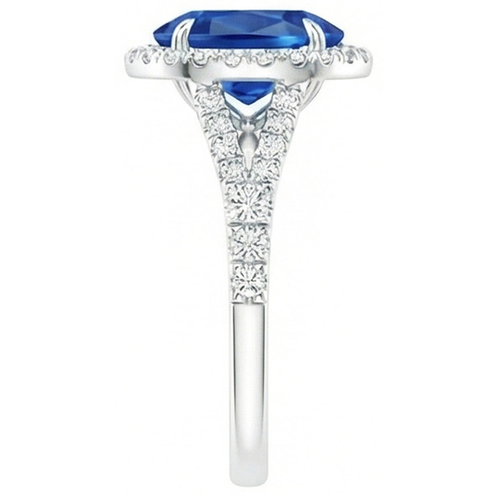 naturel oval diamant 2.50carats bague vue de profil