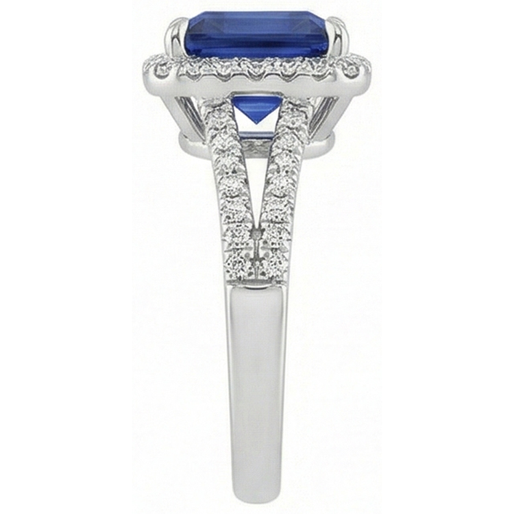 Bague Diamant Naturels Extraits des Mines ( et non cultivés en laboratoire ) Pierre Gemme 5 Carats Halo Saphir Bleu Naturel Bijoux En Or
