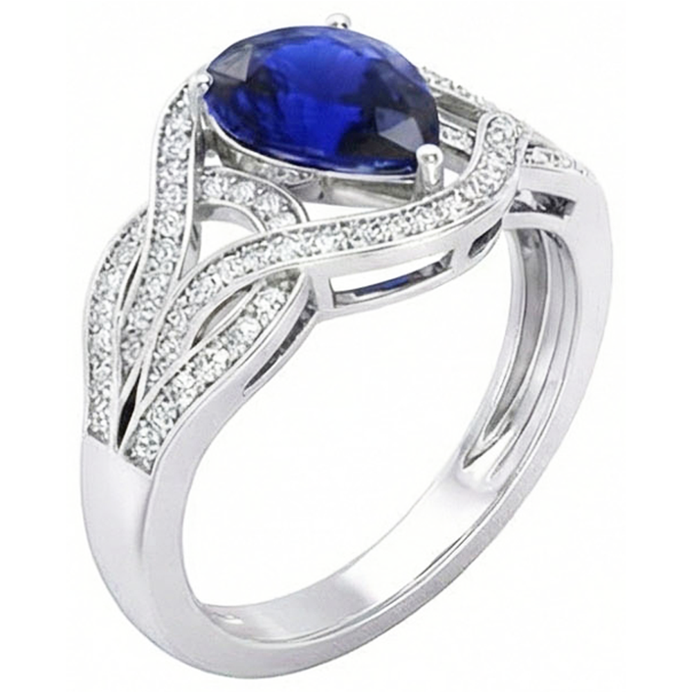 naturel pear diamant 3carats bague vue de face