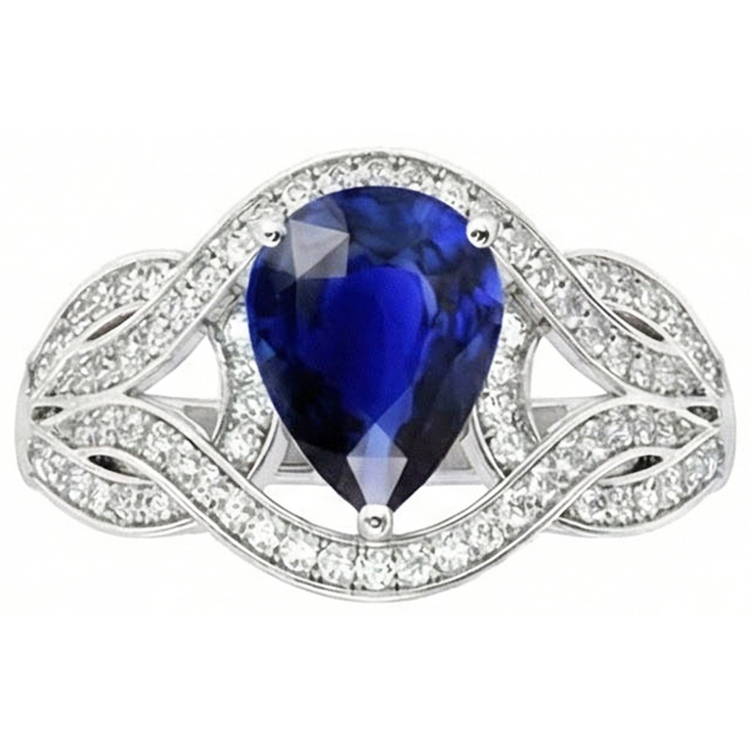 naturel pear diamant 3carats bague détail rapproché