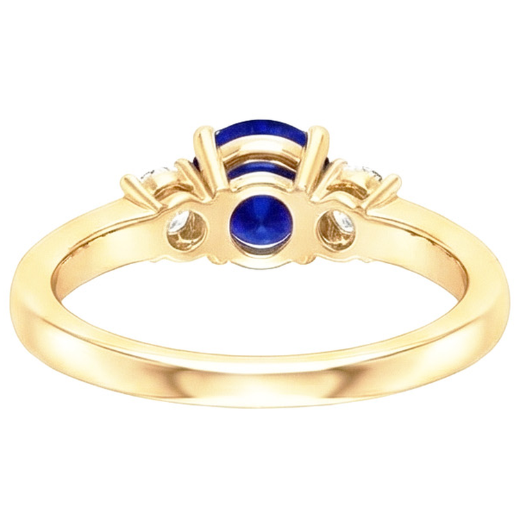 Bague Diamant Naturels Extraits des Mines ( et non cultivés en laboratoire ) Pierres Précieuses Saphir Bleu 2 Carats 3 Pierres Style Or Jaune