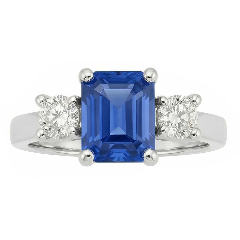 naturel round saphir 2.50carats bague vue de face