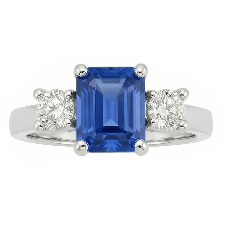 naturel round saphir 2.50carats bague vue de face