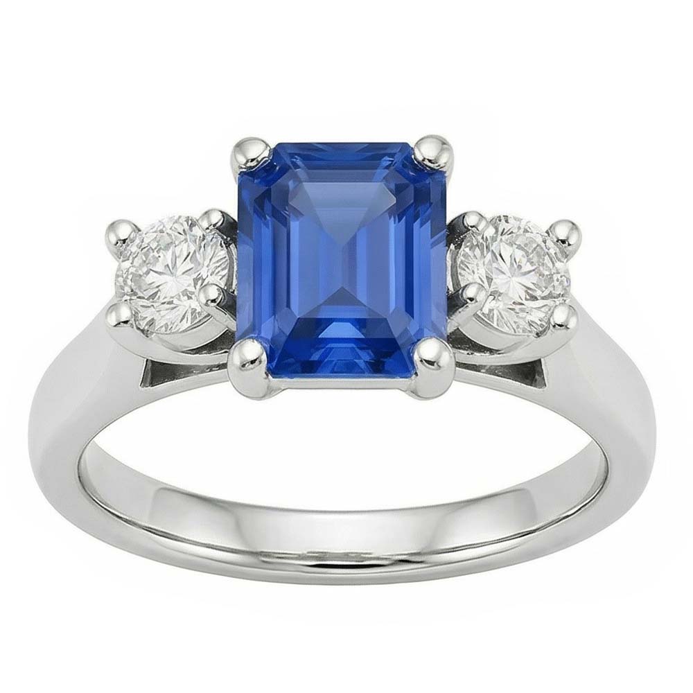 naturel round saphir 2.50carats bague angle de côté
