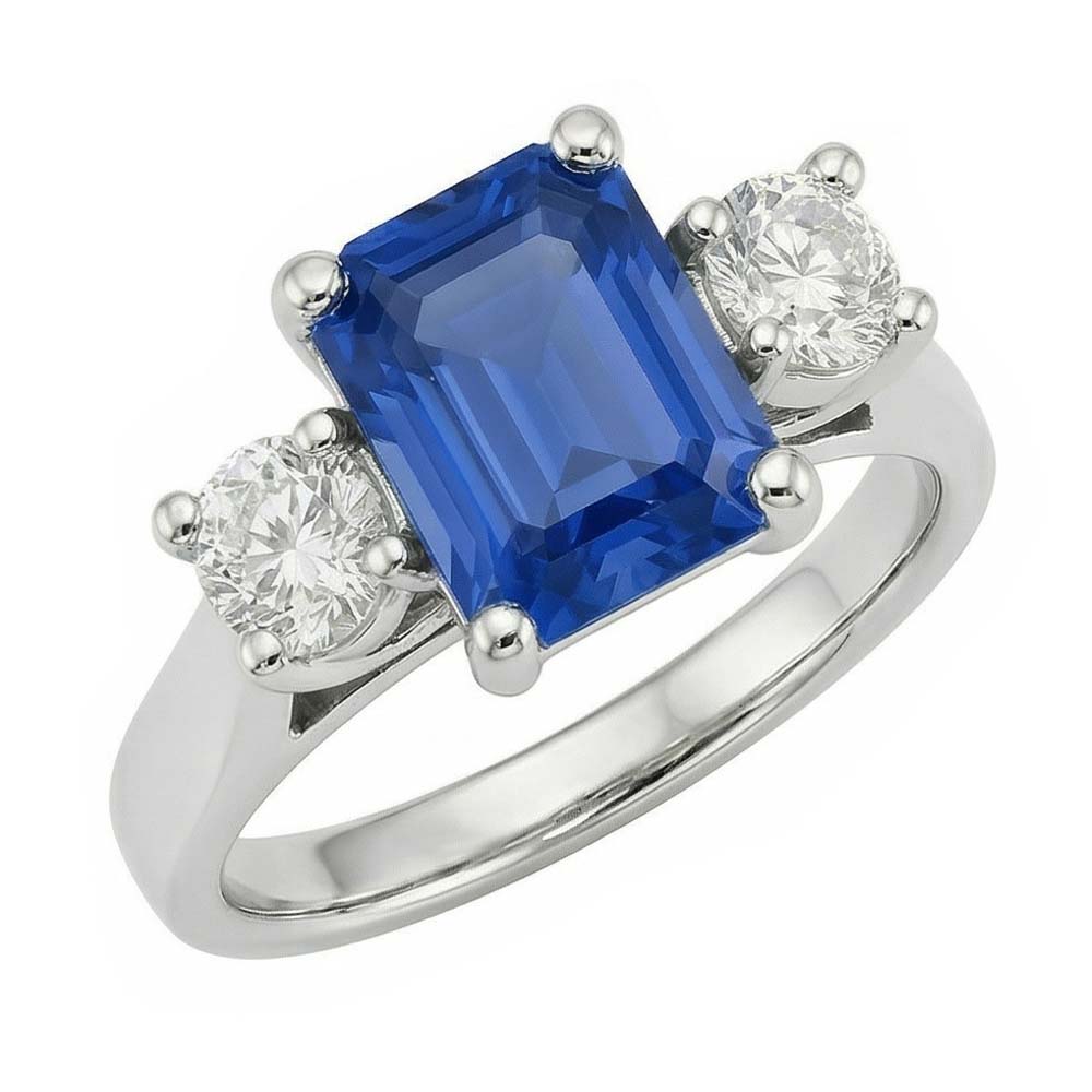 naturel round saphir 2.50carats bague vue de dessus