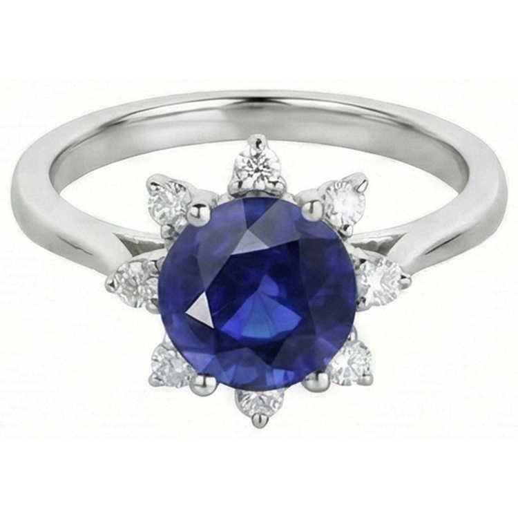 naturel round diamant 3carats bague vue de face