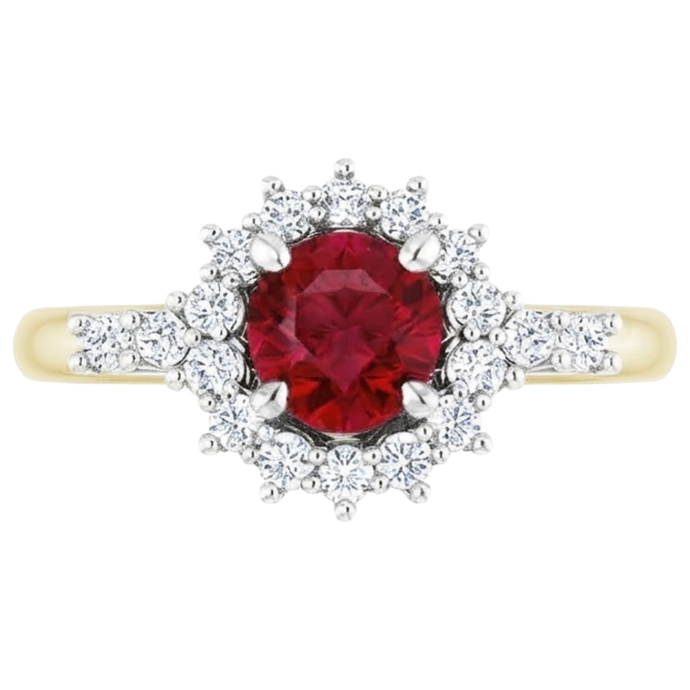 naturel round rubis 1.50carats bague vue de dessus