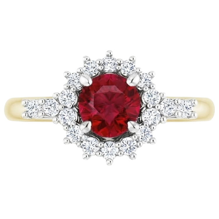naturel round rubis 1.50carats bague vue de dessus
