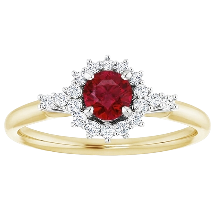 naturel round rubis 1.50carats bague vue de profil