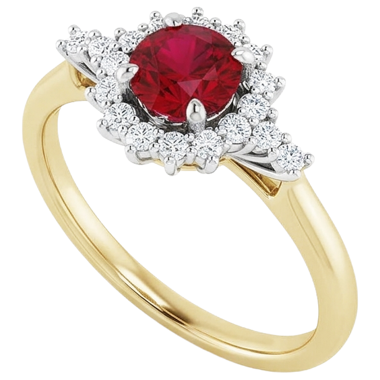 naturel round rubis 1.50carats bague sur blanc