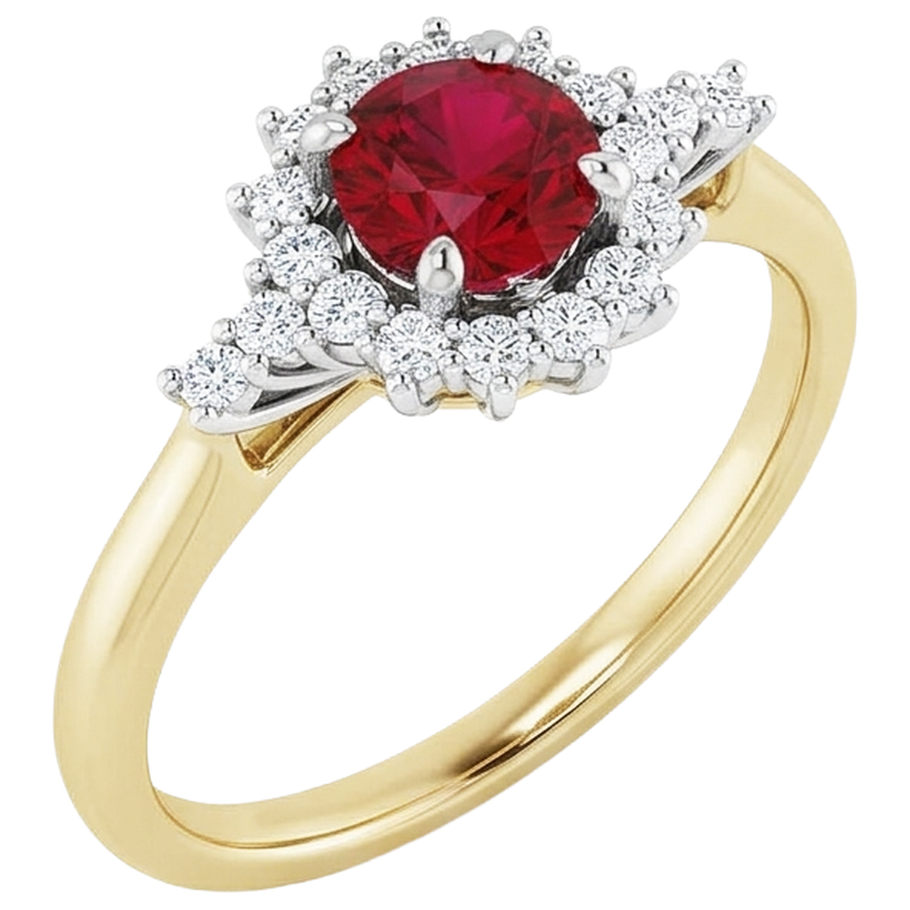 naturel round rubis 1.50carats bague avec accents diamants