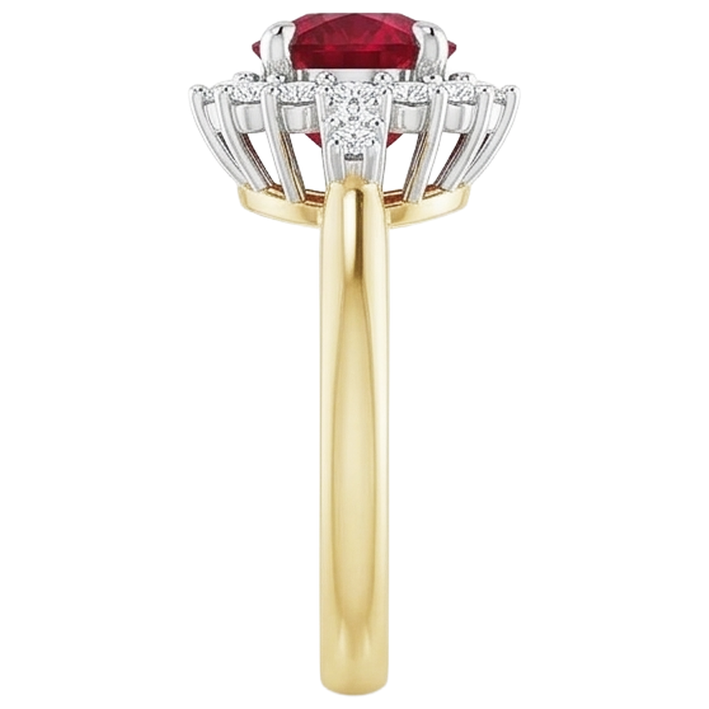 naturel round rubis 1.50carats bague trois quarts