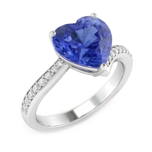 Bague Diamant Rond Saphir Bleu Clair Or 4.50 Carats
